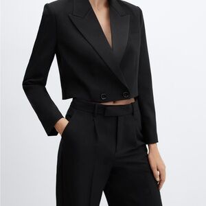 Satin-detailed cropped jacket